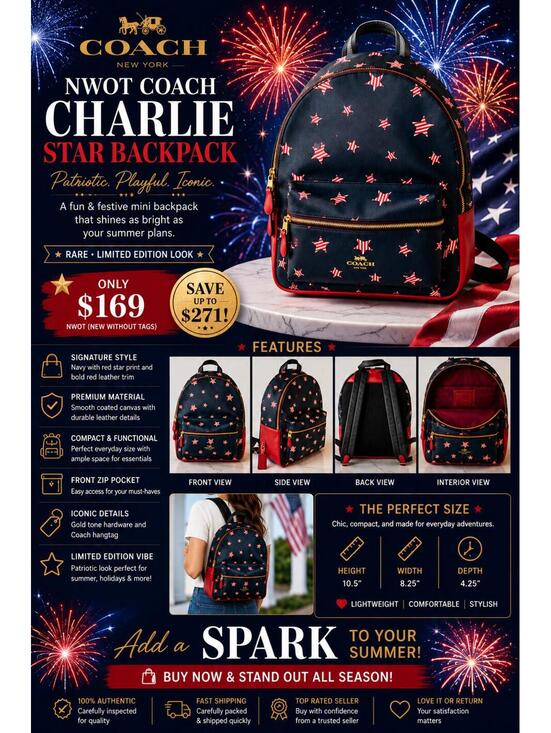 Coach Handbags - Coach Charlie Star Print Mini Backpack NWOT